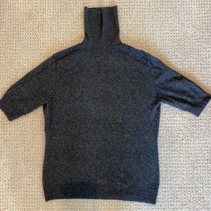 100% cashmere dark grey short sleeve turtleneck